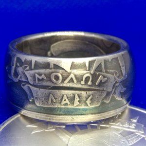 Silver .999 Molon Labe Coin Ring